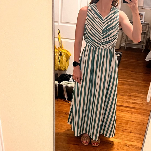 NWT Hunter Bell Midi Dress Emerald Stripe Kathleen Dress Cutout Back Size 6 - Picture 13 of 13